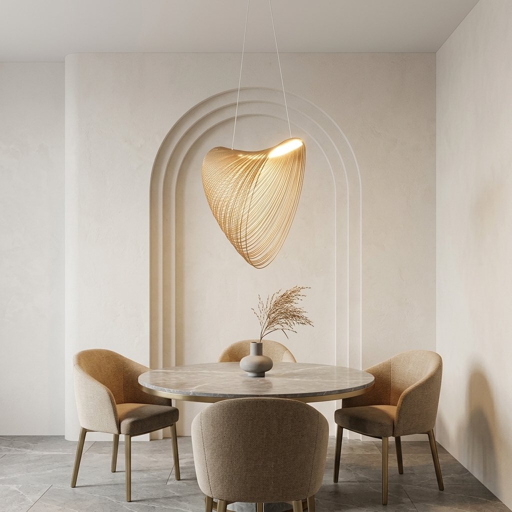 Zenno Art-Deco-Pendelleuchte – Unregelmäßiges Holzdesign für das Esszimmer