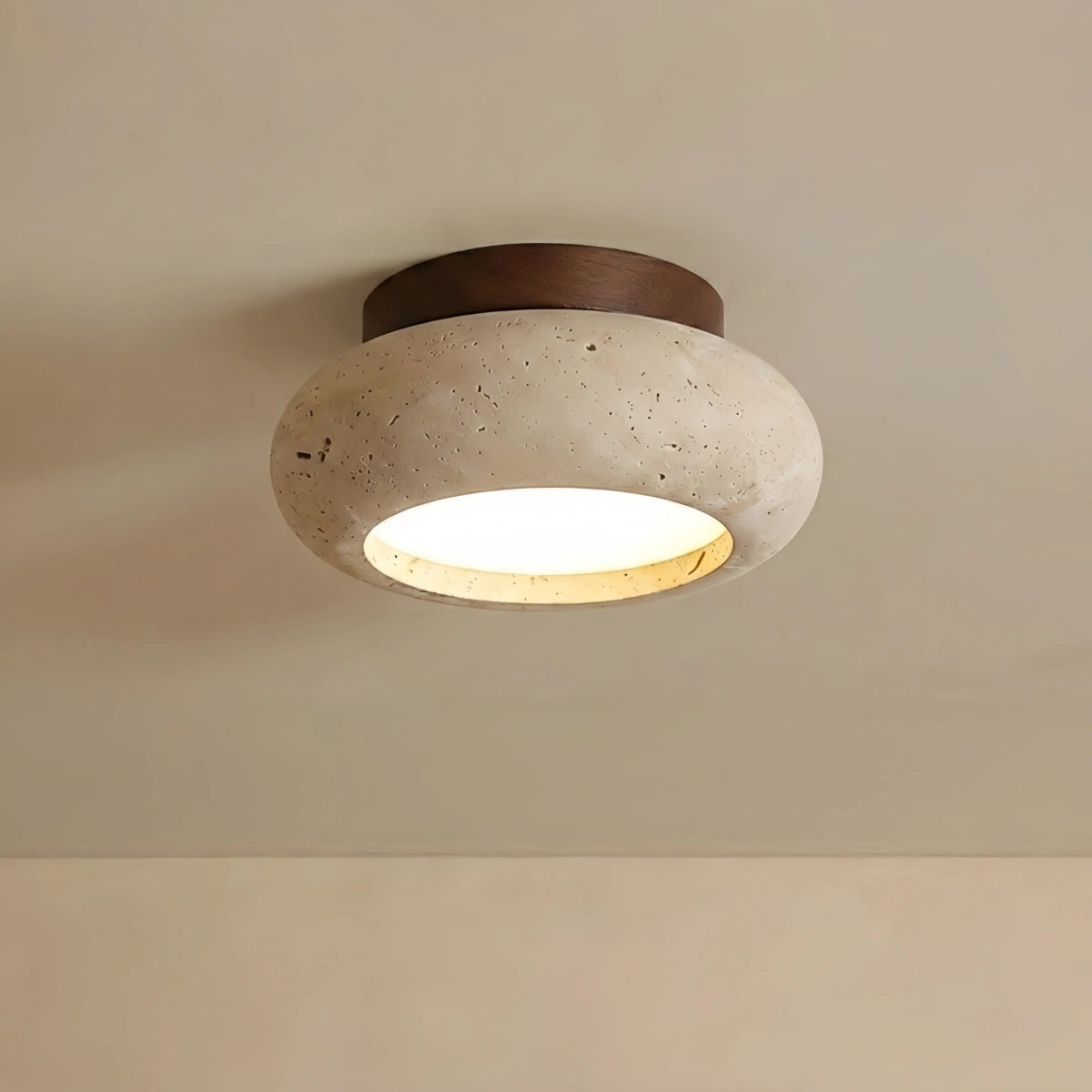 Strata Deckenleuchte im japanischen Stil aus Travertin – Deckenleuchte aus Naturholz für Wohnzimmer, Esszimmer und Schlafzimmer