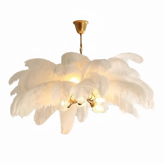 Morandia Art-Deco-Pendelleuchte – 8-farbig, Messing/Feder, für luxuriöses Schlaf-/Esszimmer