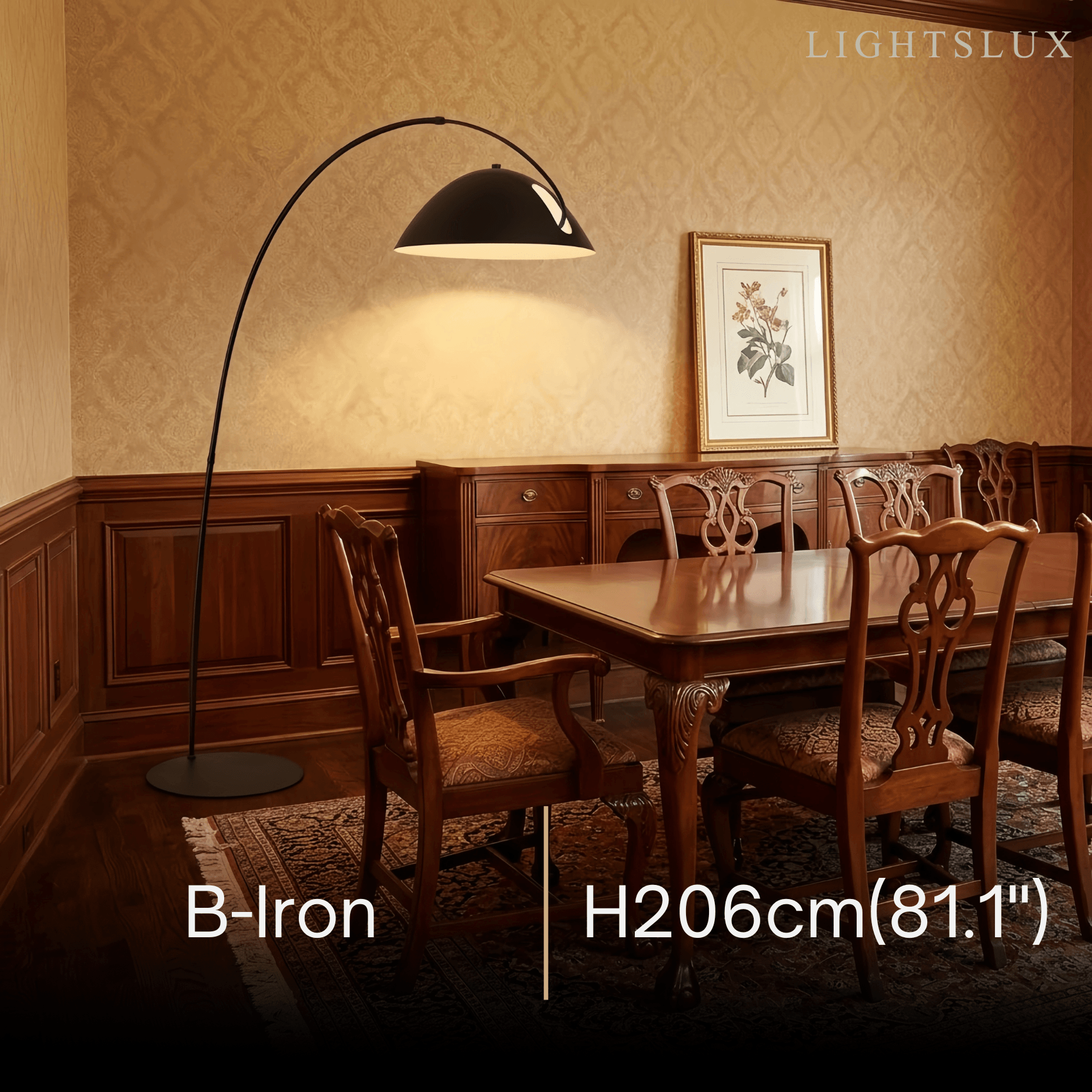 Velora Moderne schwarze Stehlampe – Gebogenes Metalldesign für das Wohnzimmer