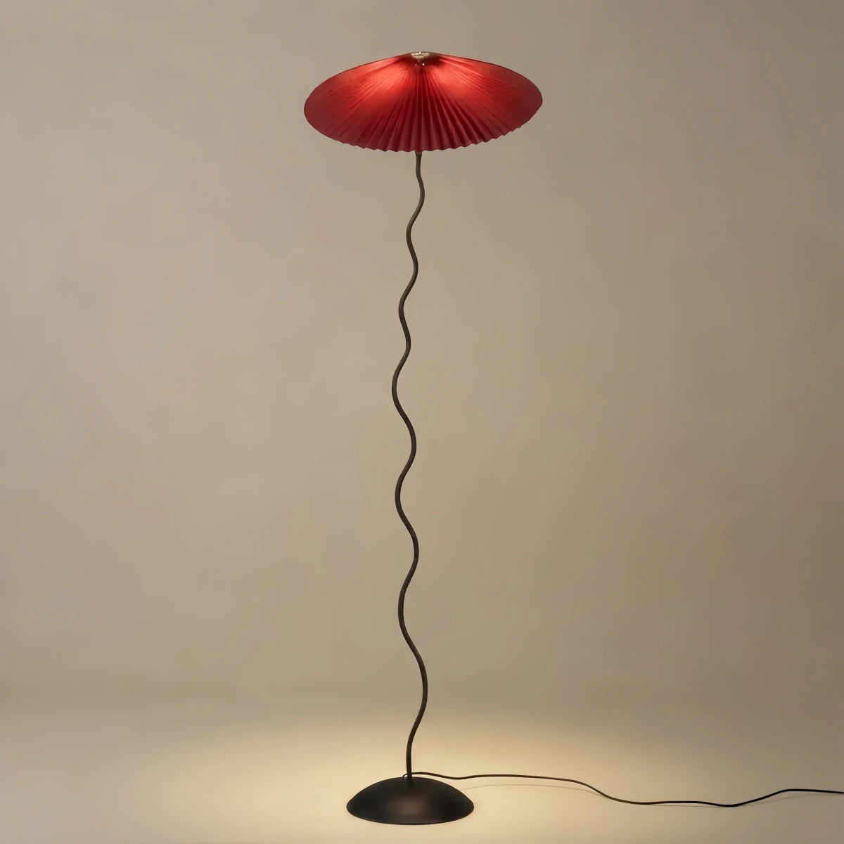 Moderne Stehlampe Zenno – Orange/Rot/Weiß, Metall & Stoff fürs Schlafzimmer