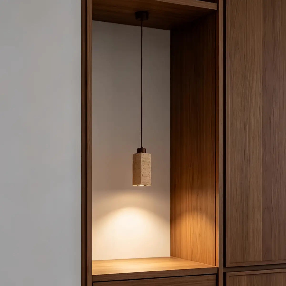 Strata Natural Column Pendant Light -Beige Travertine for Kitchen Island
