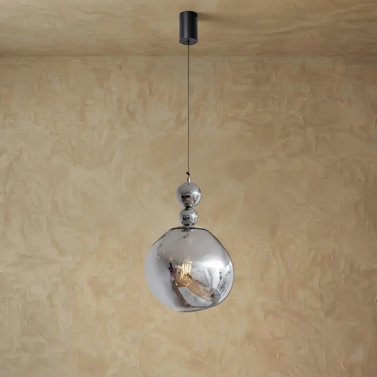 Lunara Modern Pendant Light – Acrylic Globe & Carbon Steel for Bedroom