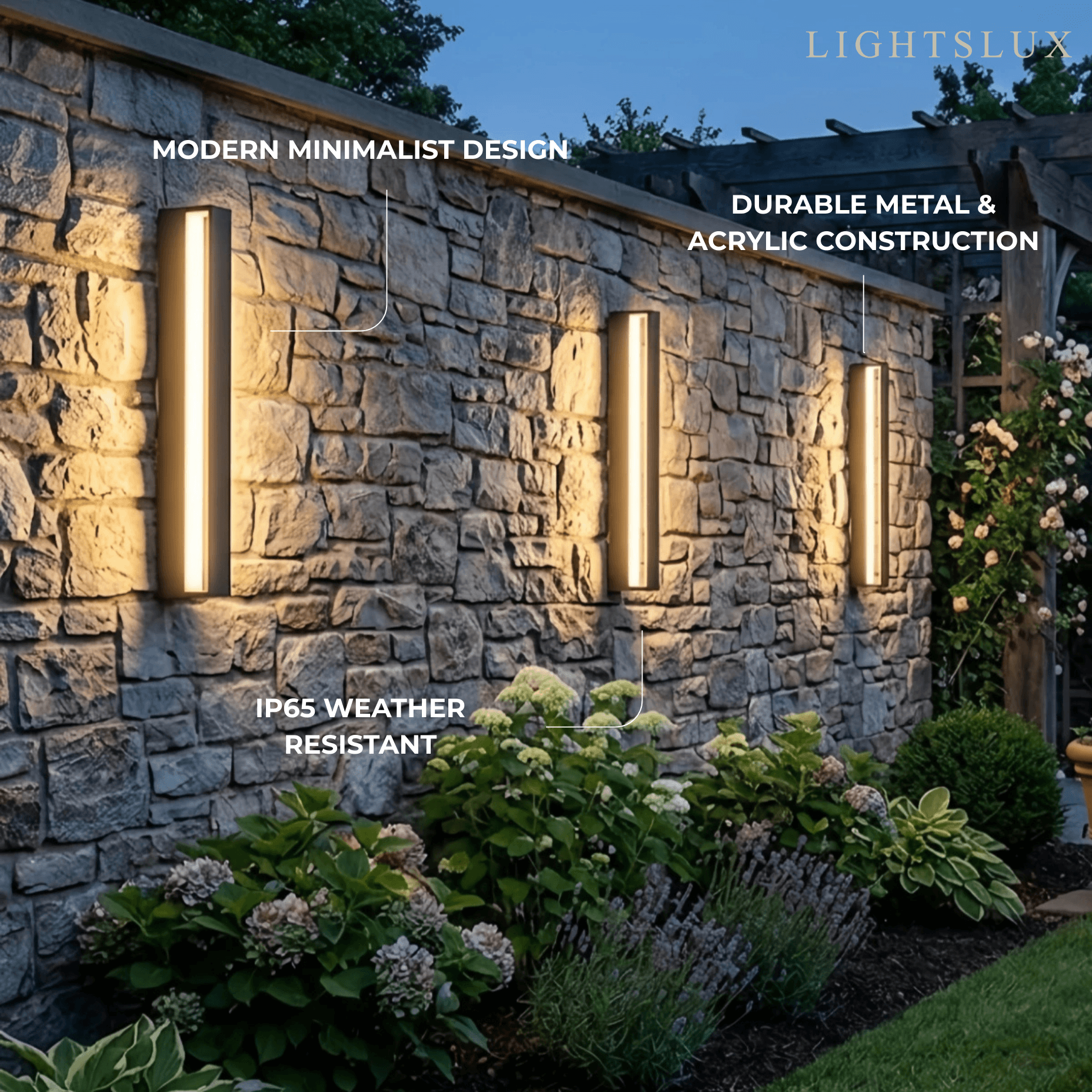 Arcato Moderne rechteckige Außenwandleuchte – Metall-Sensorleuchte für Garten/Terrasse