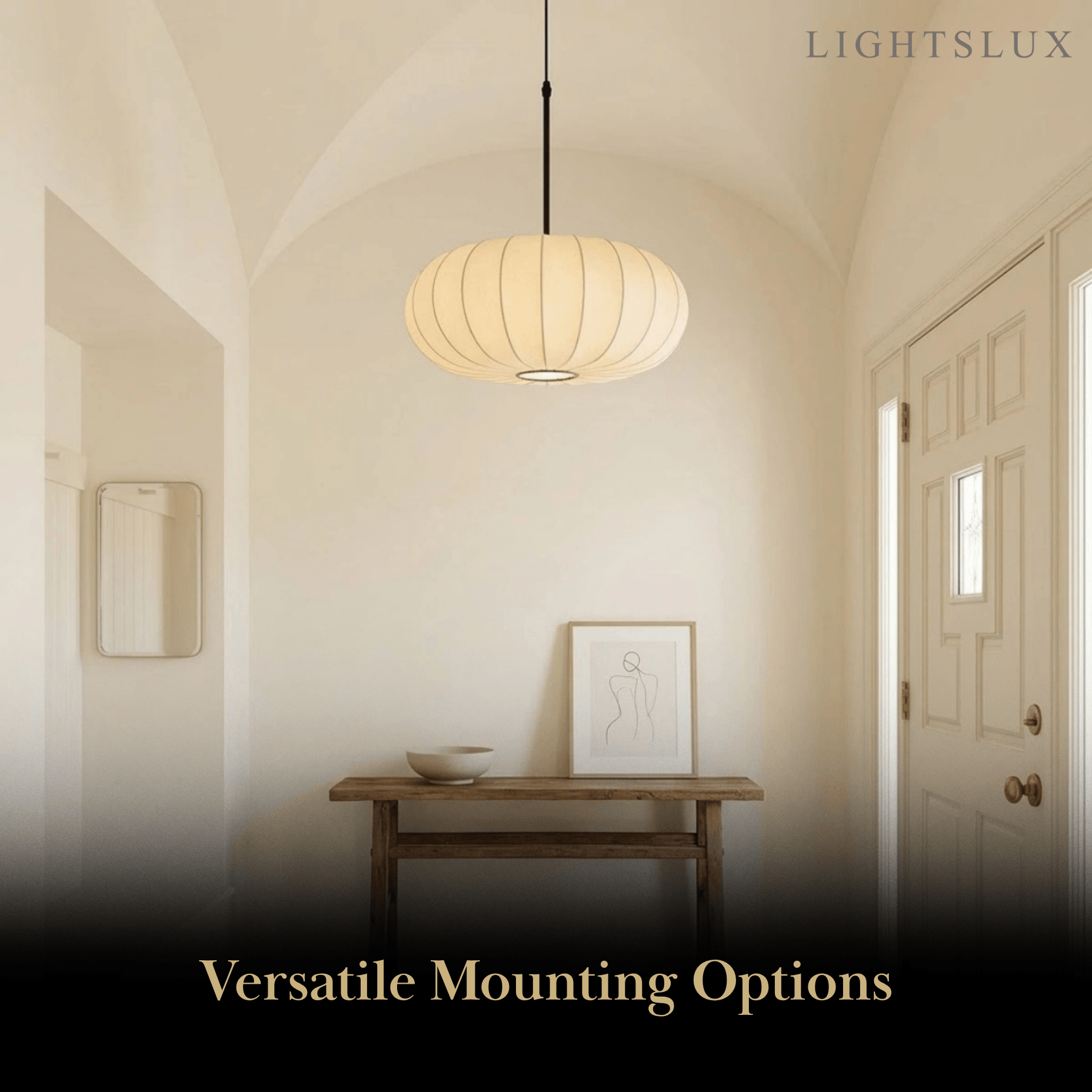 Crema Silk-Look Pumpkin Pendant Lamp cozy light for bedroom & dining