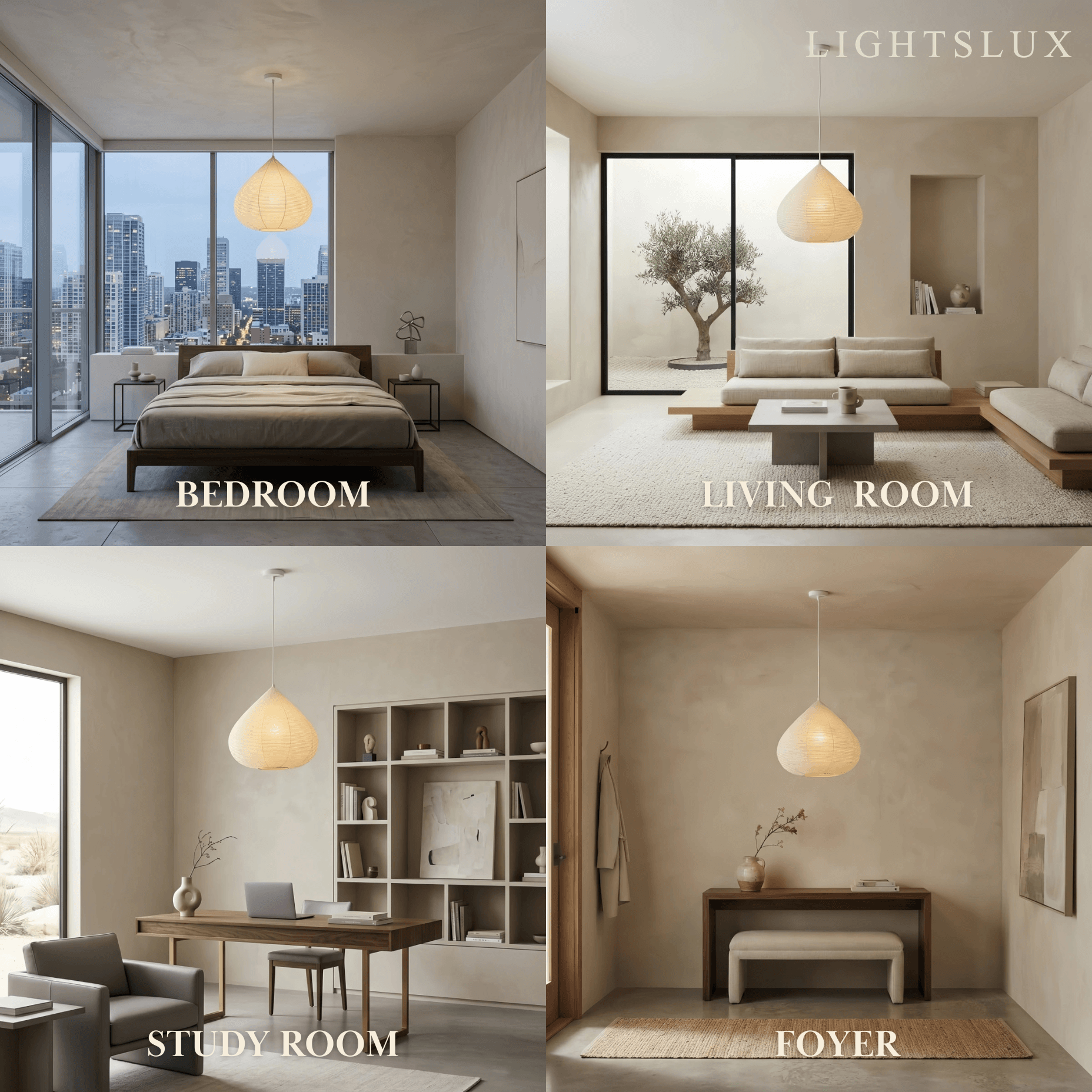 Zenno Japanese Pendant Light -- Handcrafted Parchment for Dining Room