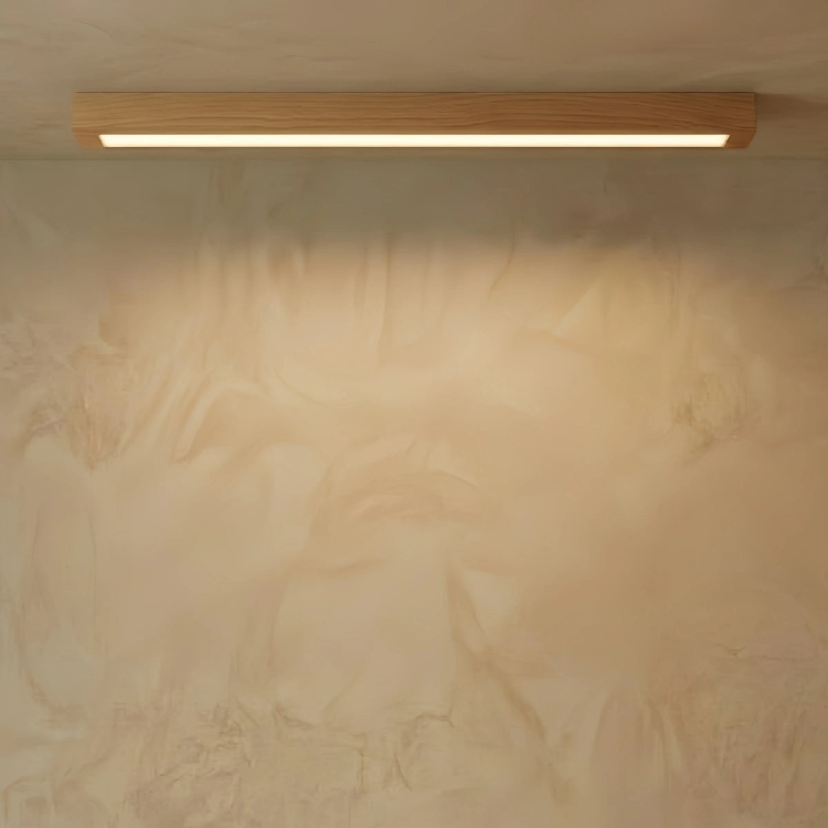 Zenno Minimalist Linear Ceiling Light -- Natural Wood/Walnut for Hallway