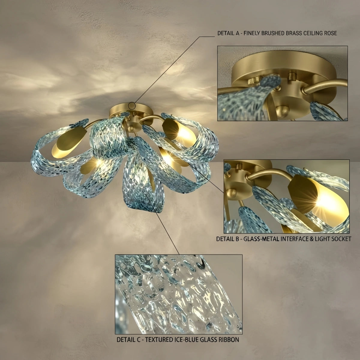 Art Deko Pfau Kronleuchter – Blaues Feder Kunstglas Zeitgenössisch für Esszimmer Schlafzimmer