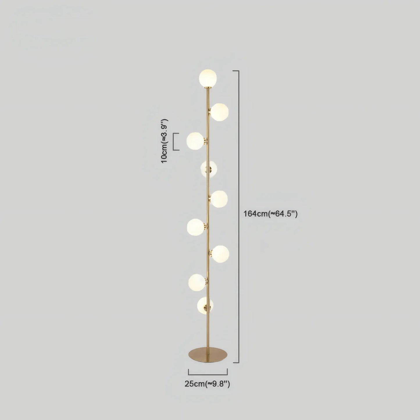 Floor Lamp – Slim Design with Glass Globe Dimensions
