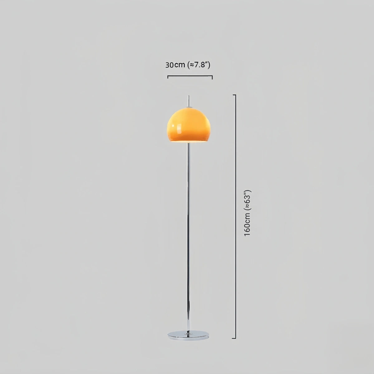 Crema Moderne runde Stehlampe - Metall/Glas in Orange für das Wohnzimmer