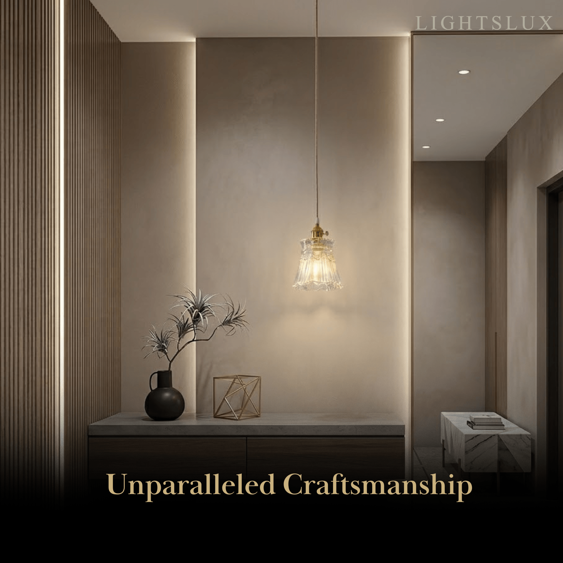 Pendant Light – Clear Blown Glass with Brass Finish for Bedroom