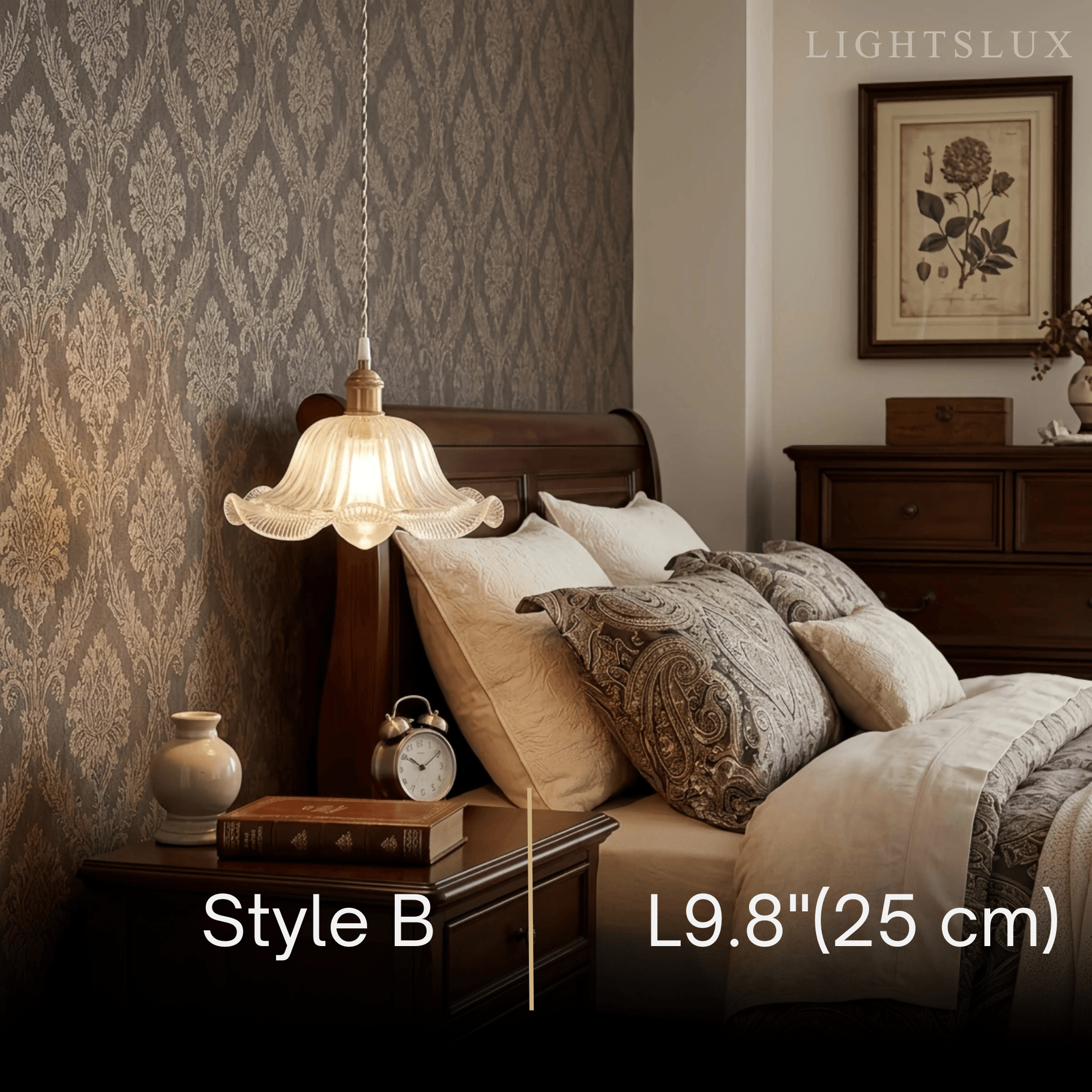 Pendant Light – Clear Blown Glass with Brass Finish for Bedroom