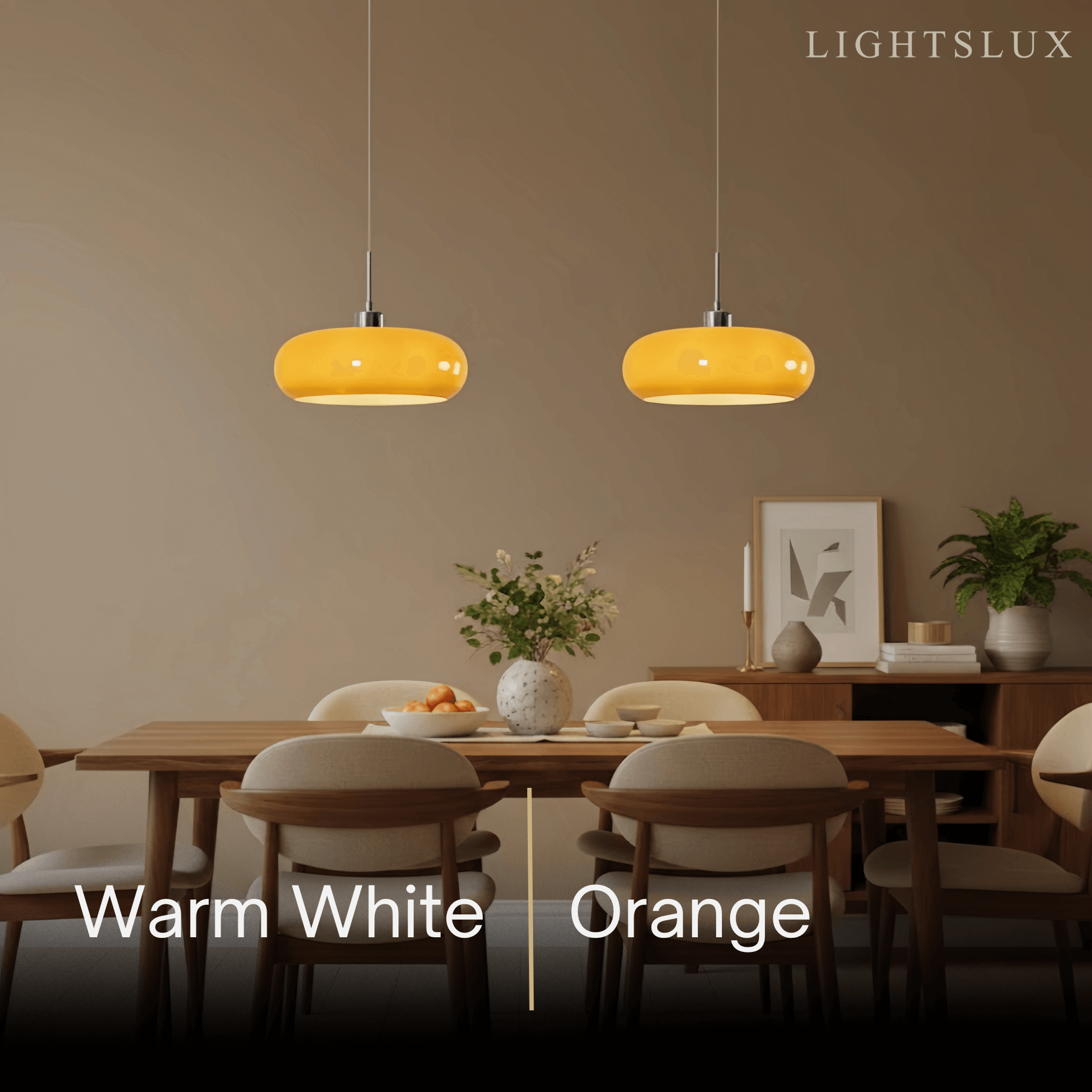 Crema Modern Pendant Light – Orange/White Metal Fixture for Dining Room