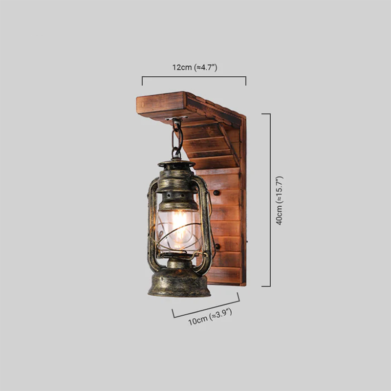 Vintage Wood Wall Lamp dimensions