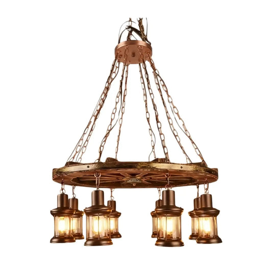 Irondale Vintage Ruder-Pendelleuchte — Holz & Metall im Industriestil für Küche/Esszimmer