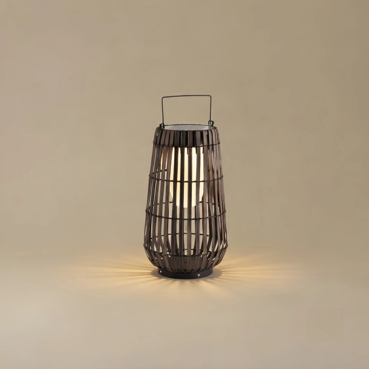 Modern Wooden Path Lamp - Brown/Gray Solar Light for Outdoor Garden