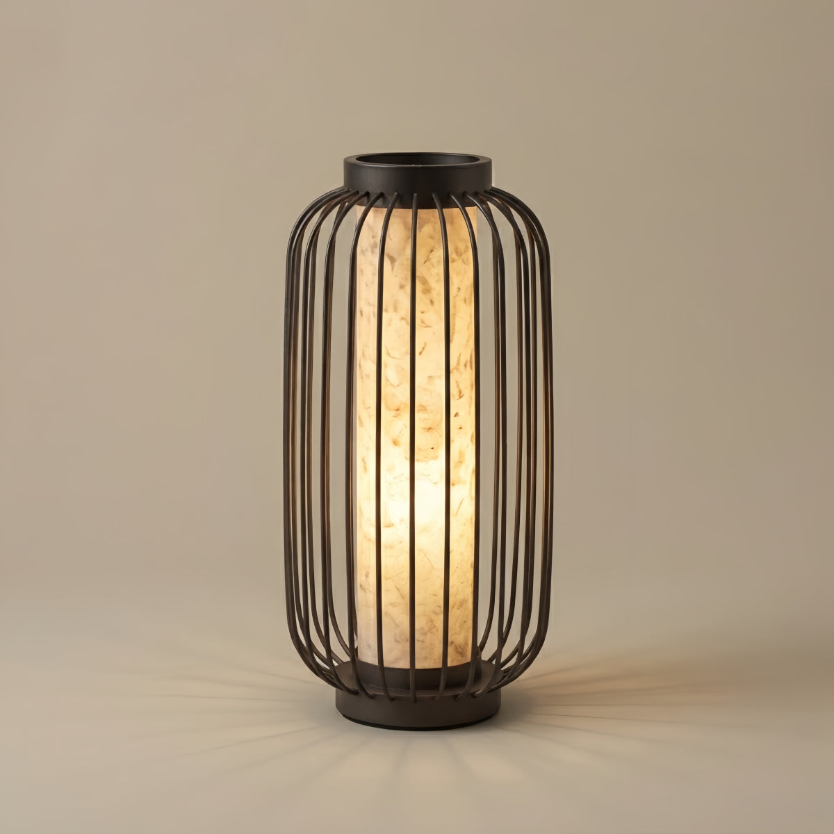 ALS593Lunara Modern Solar Floor Lamp - Black Metal Lantern for Courtyard (Waterproof)