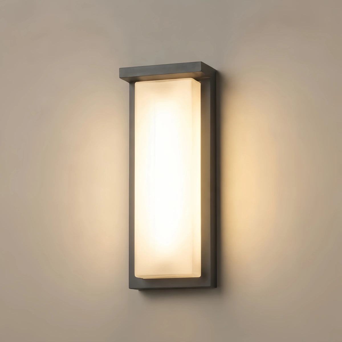 Irondale Modern Rectangular Outdoor Wall Lamp – Black Metal/Acrylic for Garden