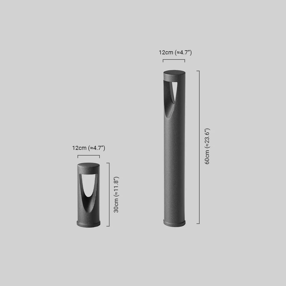 Modern Cylindrical Pathway Light Dimension