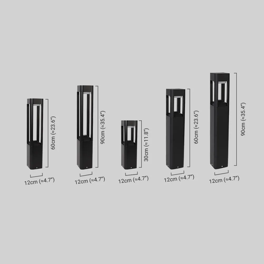 Industrial Outdoor Pathway Lights - Black Metal & Acrylic Rectangle Design for Patio