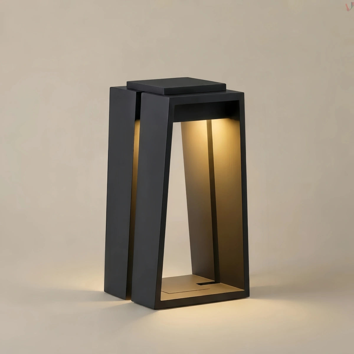 Arcato Industrial Metal & Glass Outdoor Floor Lamp - Black Frame for Garden