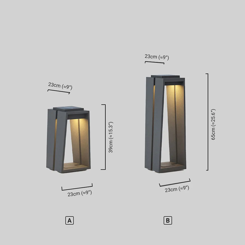 Industrial Metal & Glass Outdoor Floor Lamp Dimensions