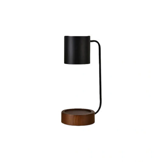 Velora Minimalistische Tischleuchte – Schwarz/Weißes Design aus Metall und Holz für das Arbeitszimmer