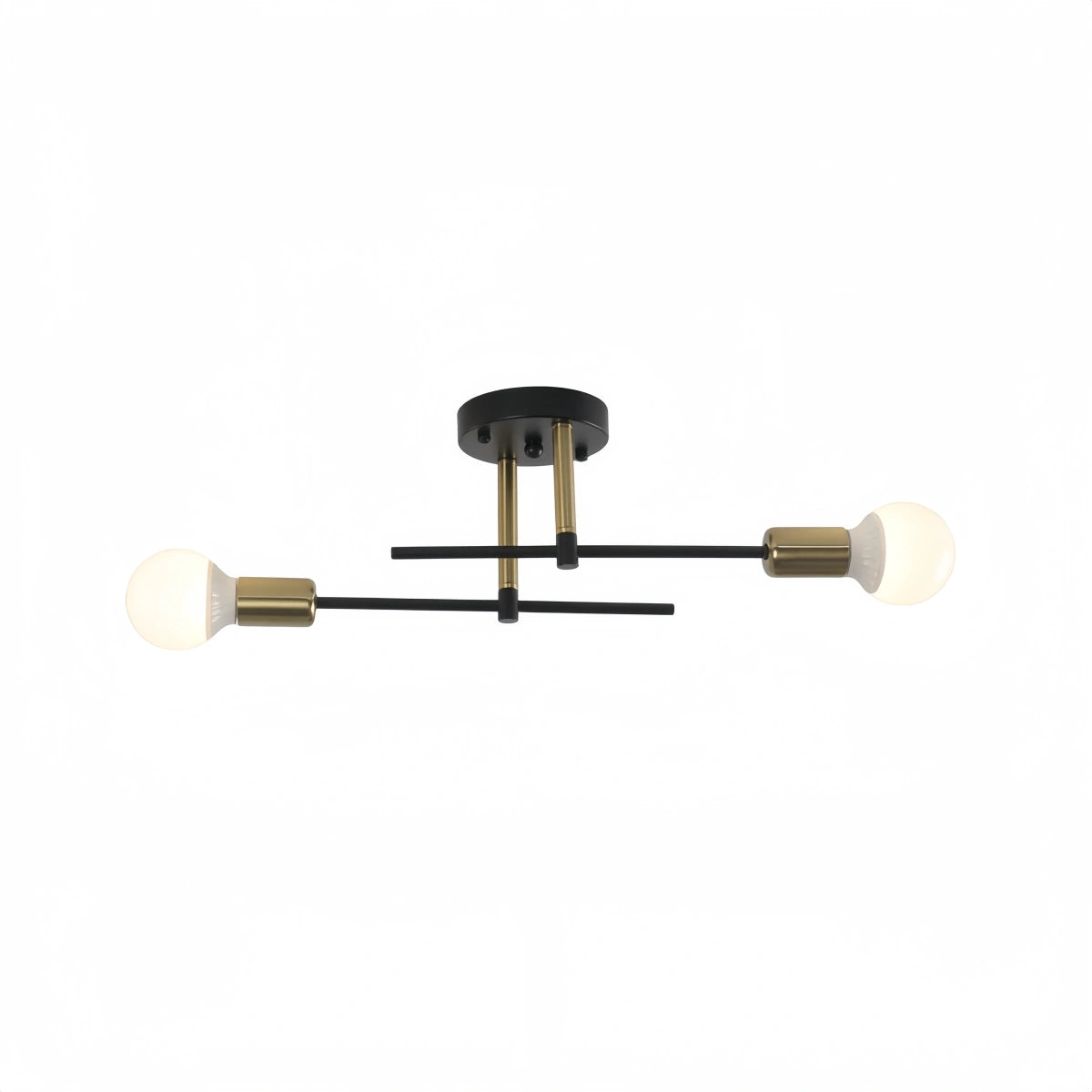 Modern Globe Ceiling Light — Black & Gold Metal/Glass Flush Mount for Dining Room