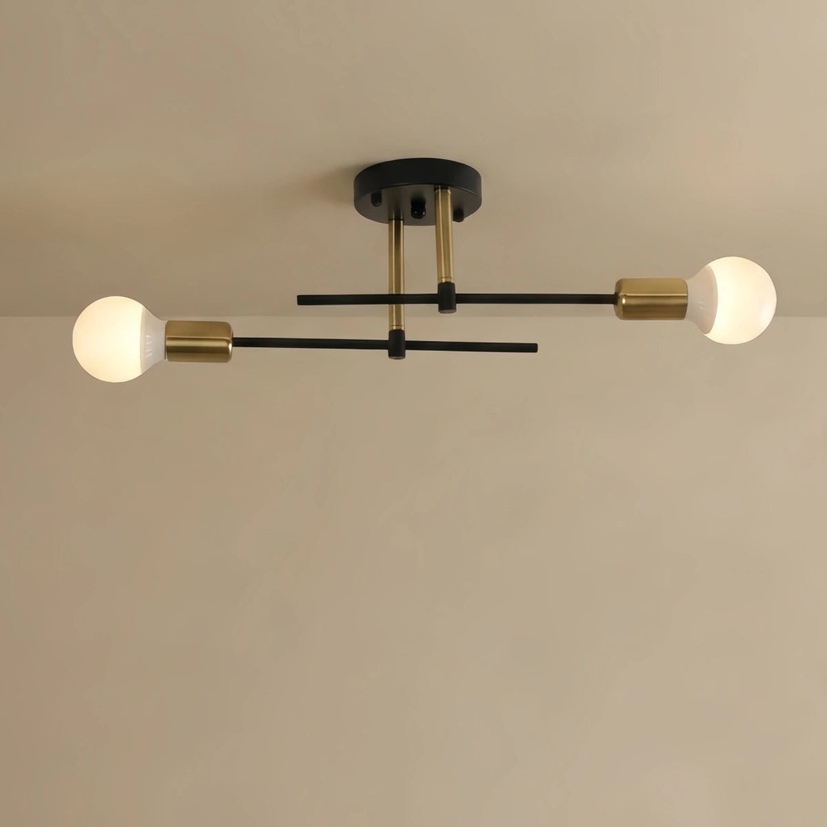 Nebula Modern Globe Ceiling Light — Black & Gold Metal/Glass Flush Mount