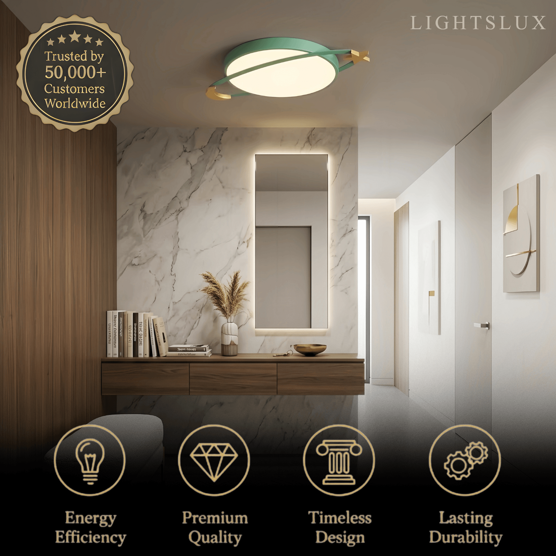 Vivara Modern Ceiling Light - Dimmable Grey/White/Green for Bedroom