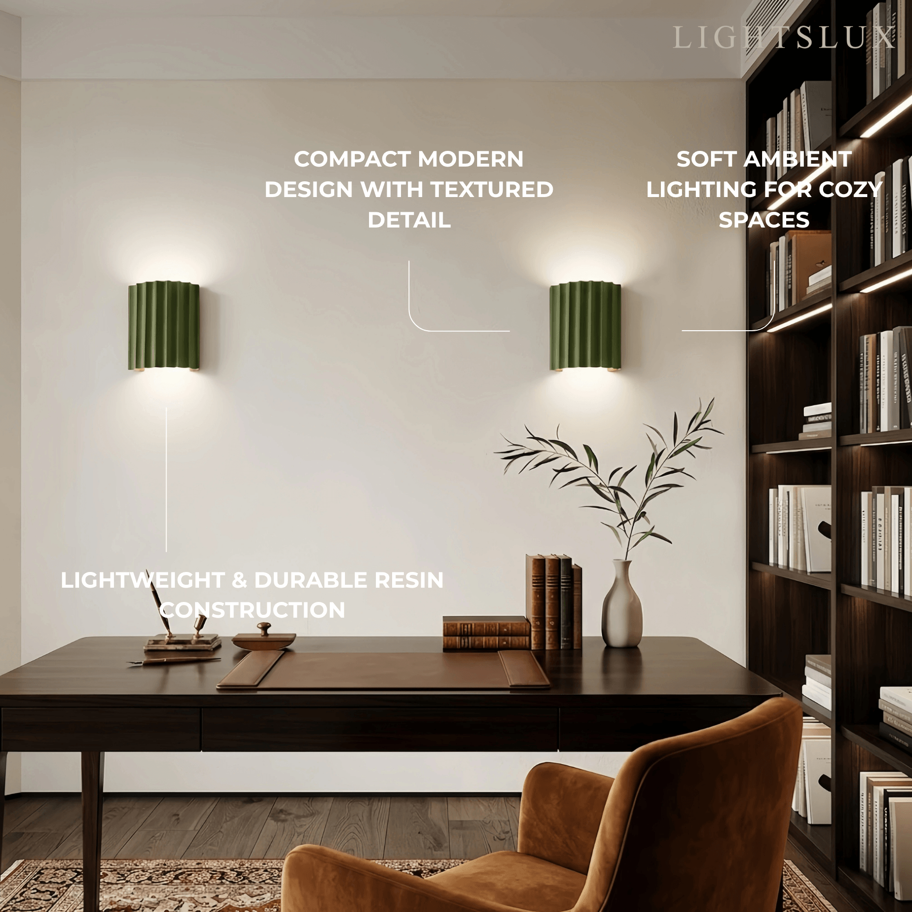 Arcato Modern Resin Wall Light – Green/Grey/Orange for Living Room/Bedroom