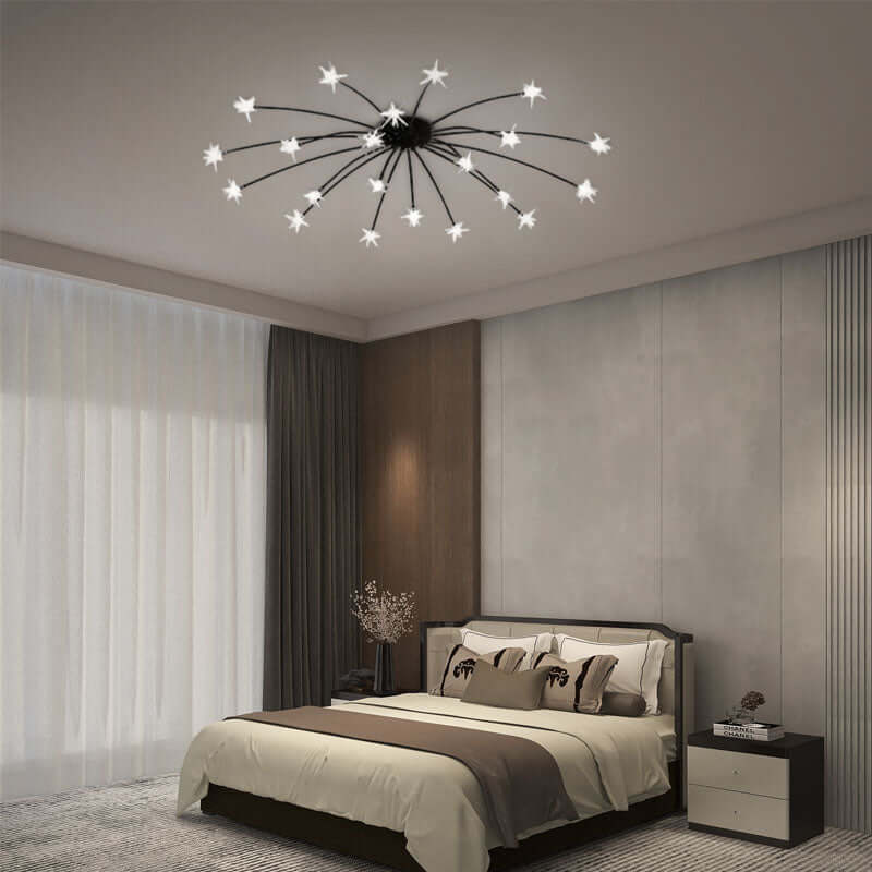 Art Deco Black 28-Head Ceiling Light for Bedroom