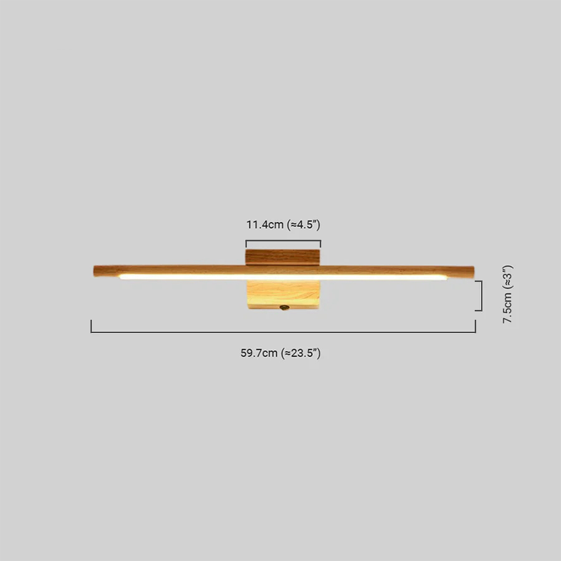 Minimalist Wood & Acrylic Wall Lamp - Dimensions