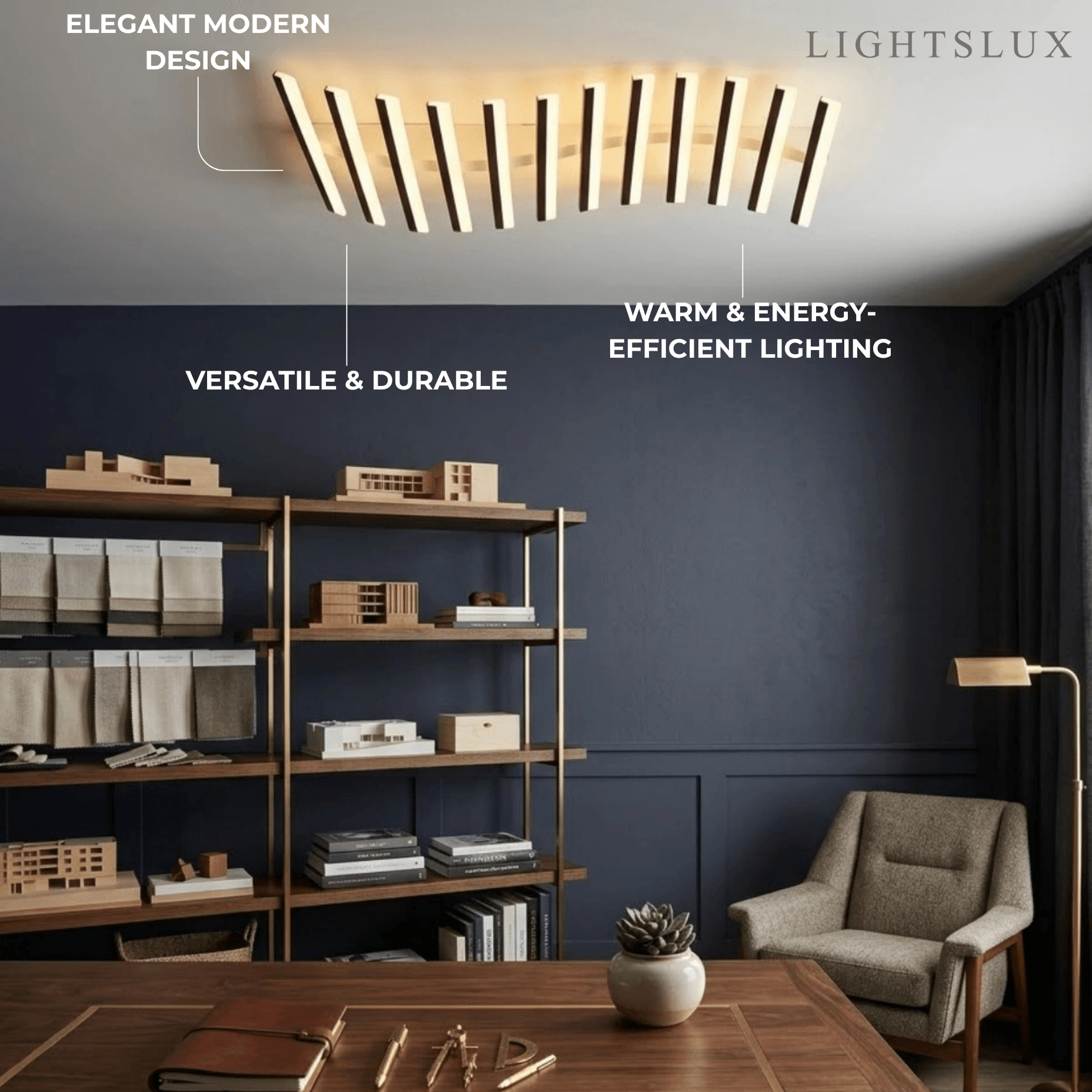 Arcato Minimalistische lineare Deckenleuchte - Metall-Deckenleuchte für das Wohnzimmer