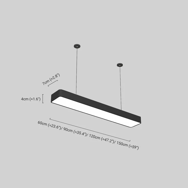 Arcato Minimalist Black Pendant Light – Rectangular Acrylic Lamp for Study/Dining Room