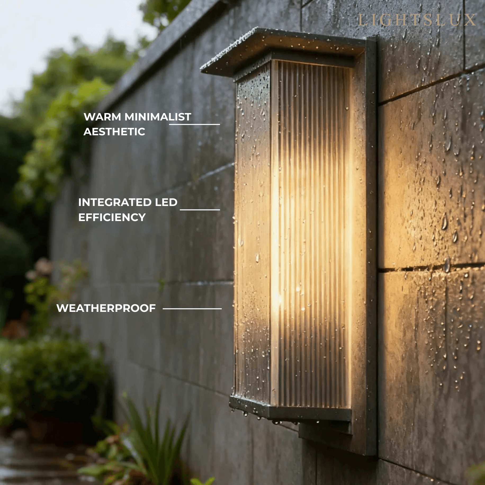 Irondale Industrial Rectangular LED Outdoor Wall Lamp – Waterproof Light for Courtyard