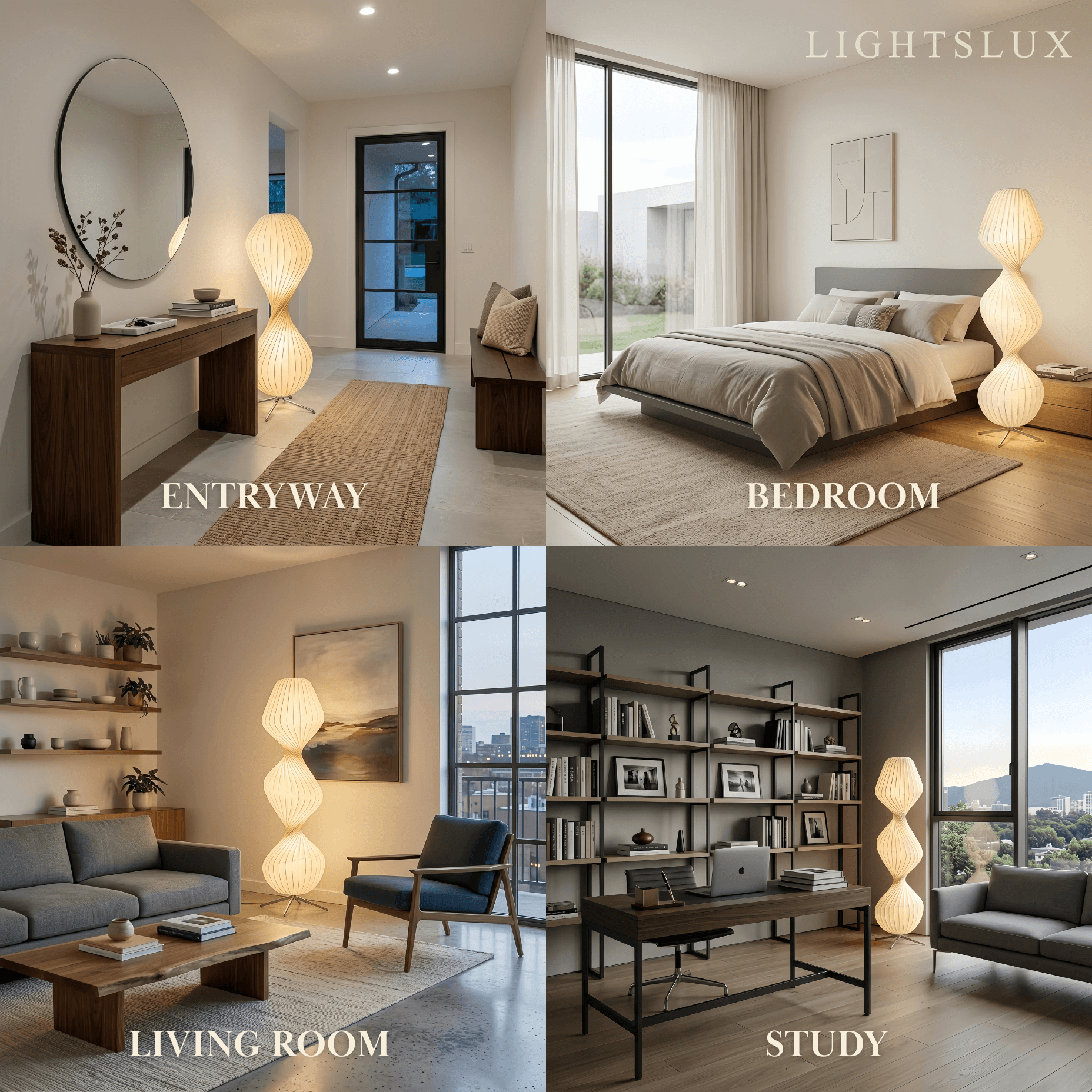 Zenno Art-Deco-Stehlampe – Weißer, plissierter Stoff & Metall fürs Schlafzimmer