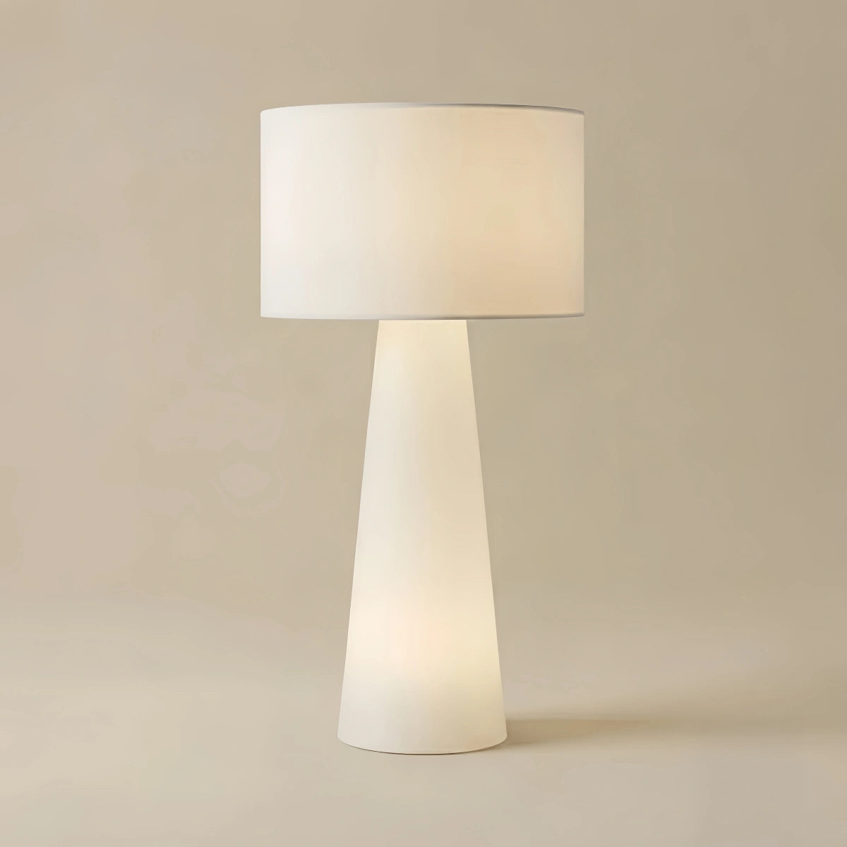 Lunara Minimalist Cylindrical Floor Lamp - White Metal & Fabric for Living Room