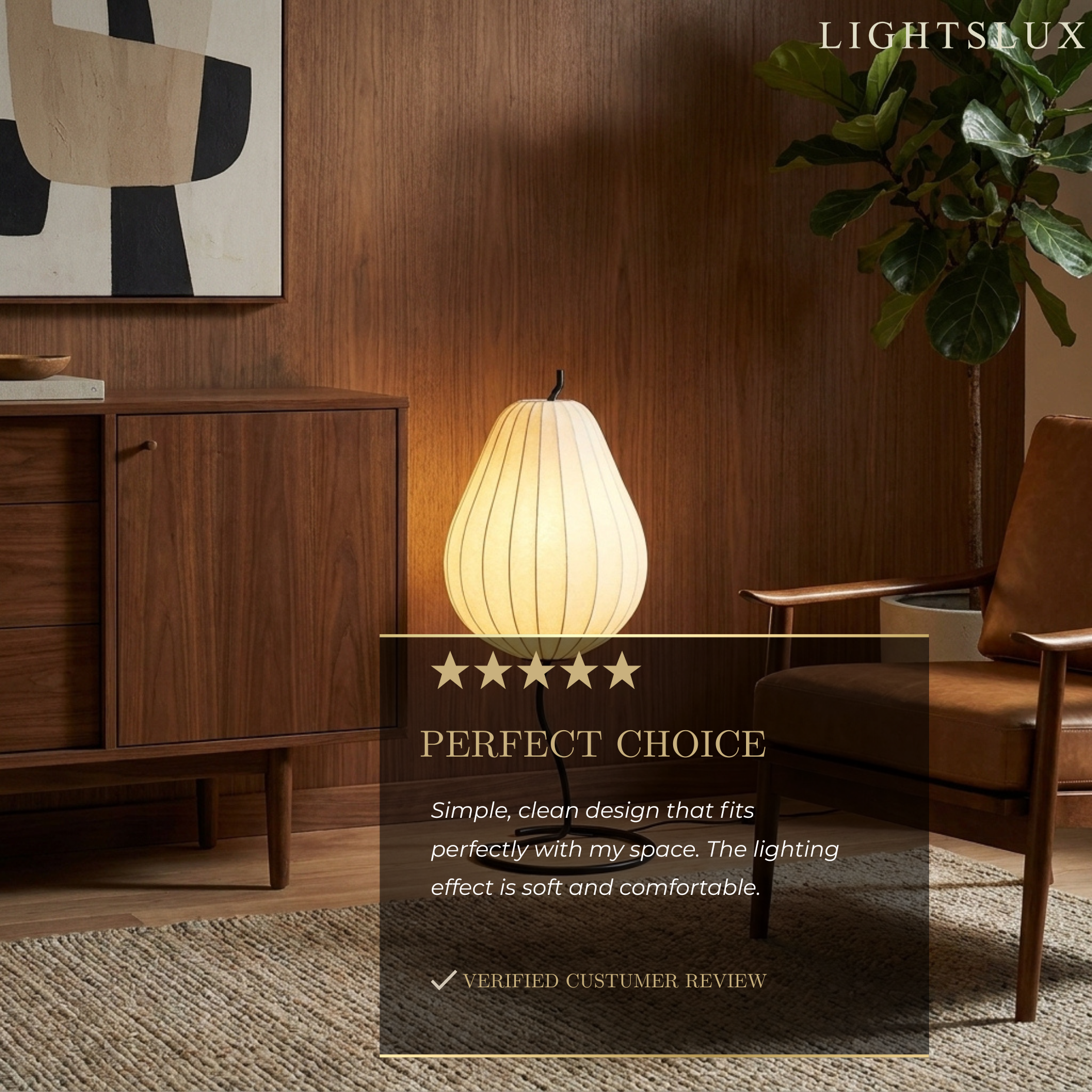 Zenno Japanese Style Floor Lamp with Pear-Shaped