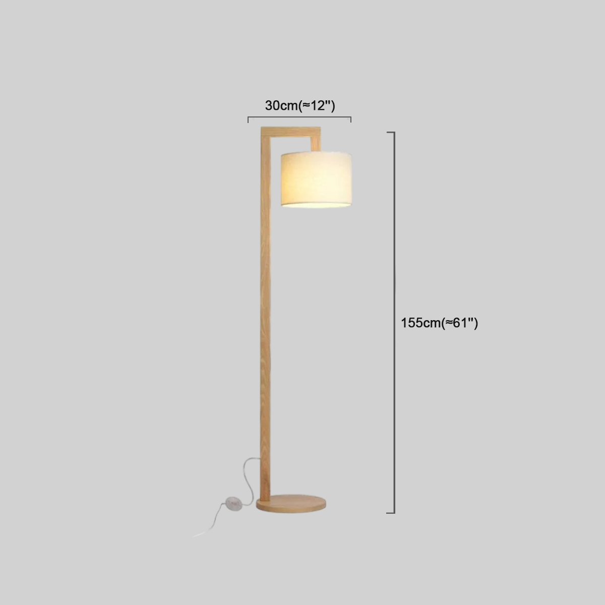 Nordic Floor Lamp – Wood Log with Hooded Shade