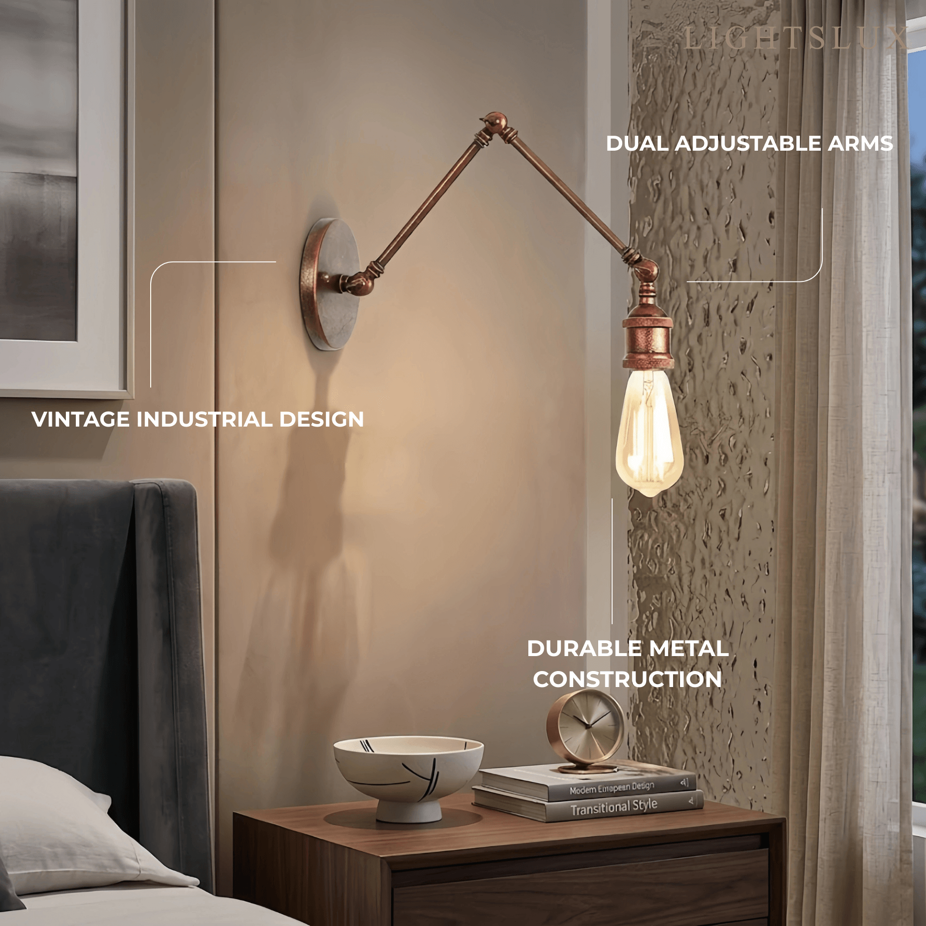 Vintage Minimalist Wall Lamp – Adjustable Tapered Metal