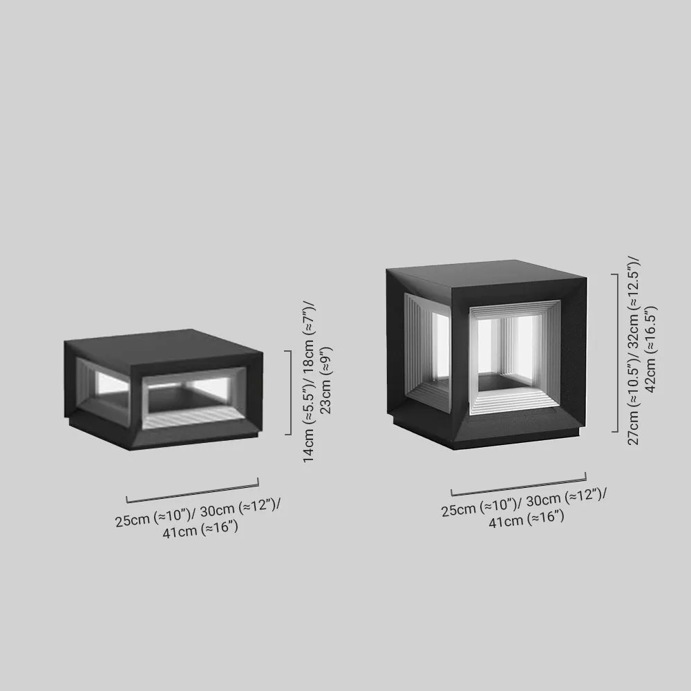 Arcato Moderne LED-Außensäulenleuchten – Schwarzes Metallwürfel-Design