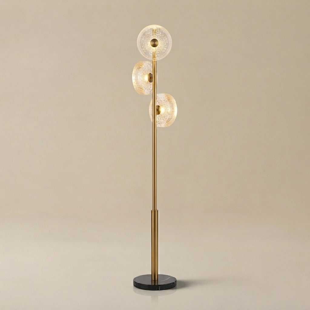 Excelis Luxus-Stehlampe – Eisen und Glas, amberfarben oder transparent, für Wohnzimmer und Schlafzimmer