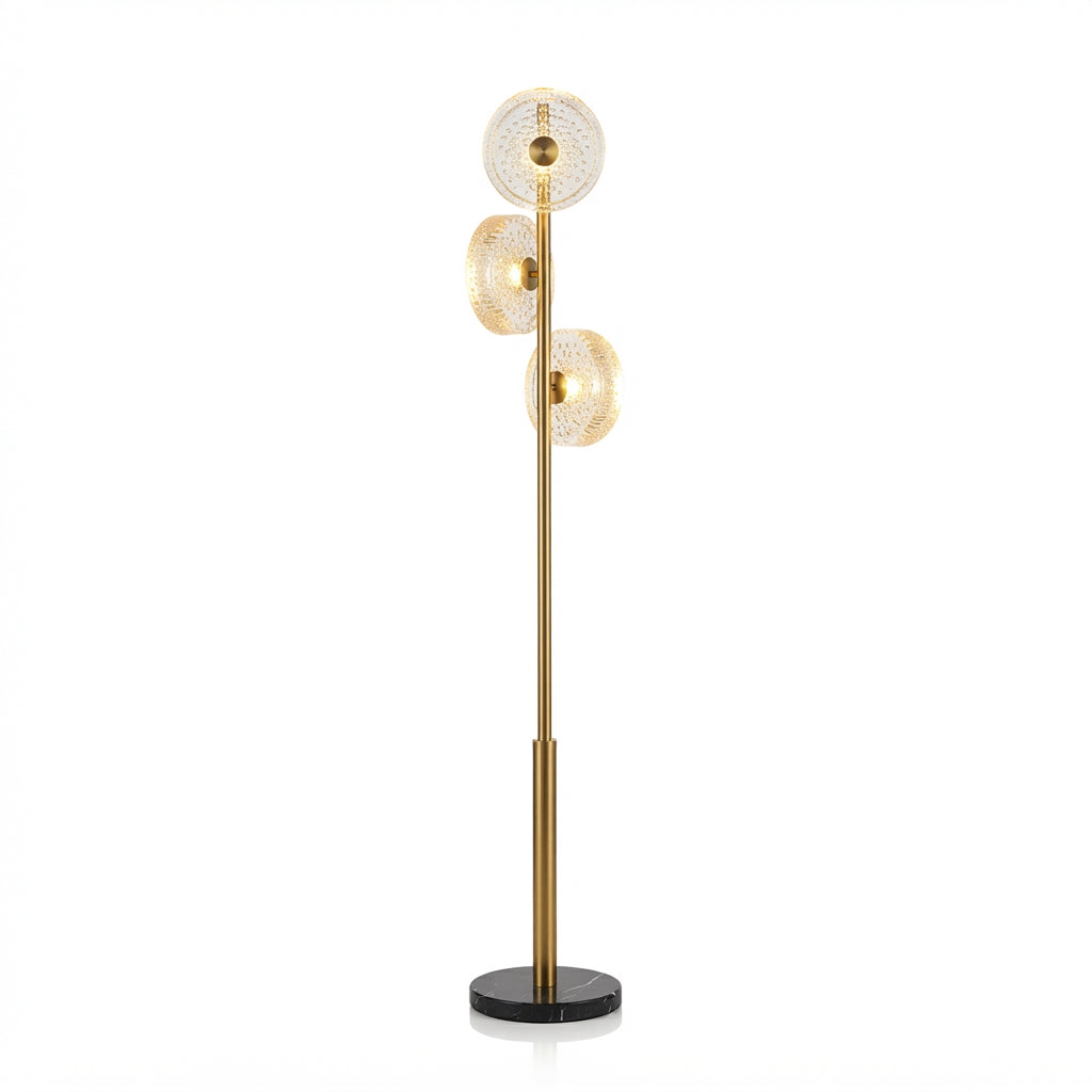 Excelis Luxus-Stehlampe – Eisen und Glas, amberfarben oder transparent, für Wohnzimmer und Schlafzimmer