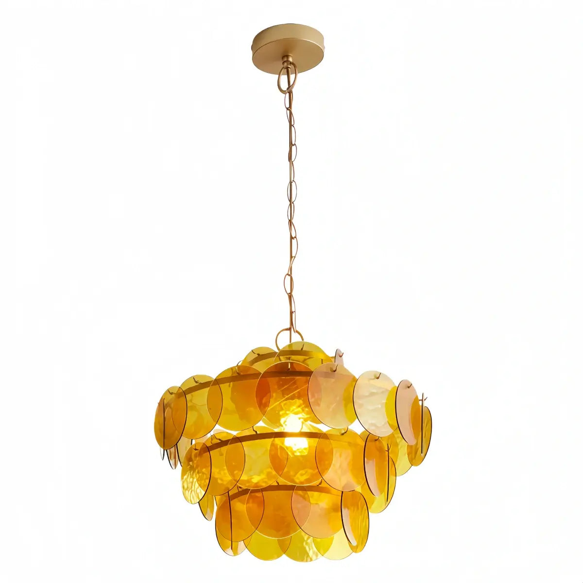 Vetro Art Deco Glass Chandelier -- Orange Layered Pendant for Dining Room