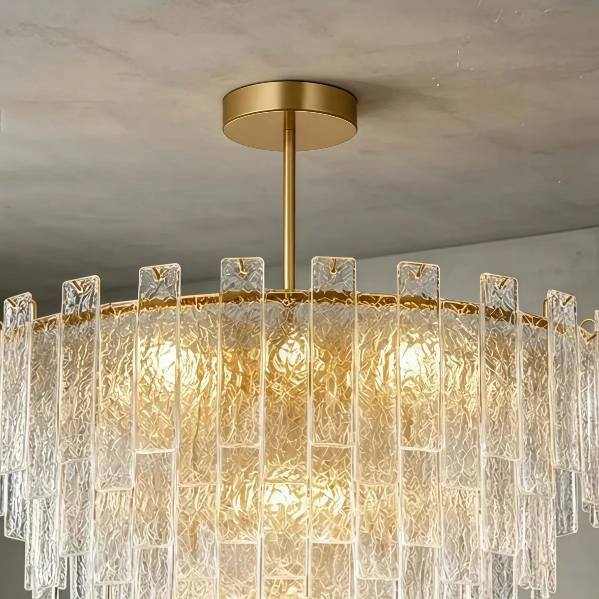 Excelis Luxury Chandelier -- Hand-Blown Glass & Metal for Living Room / Foyer Details