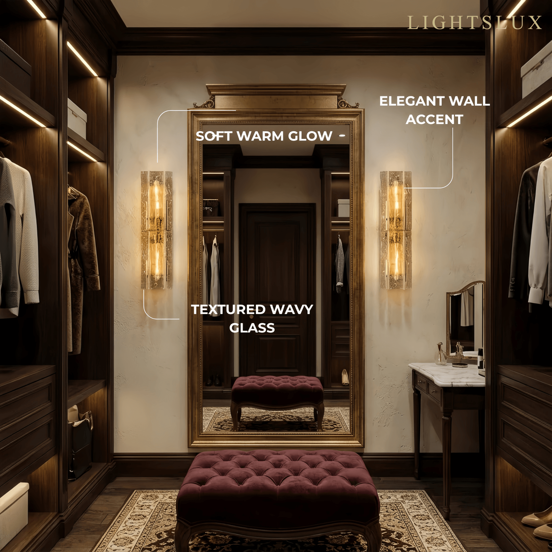 Vetro Elegant Postmodern Glass Wall Sconce -- Clear for Dressing Room