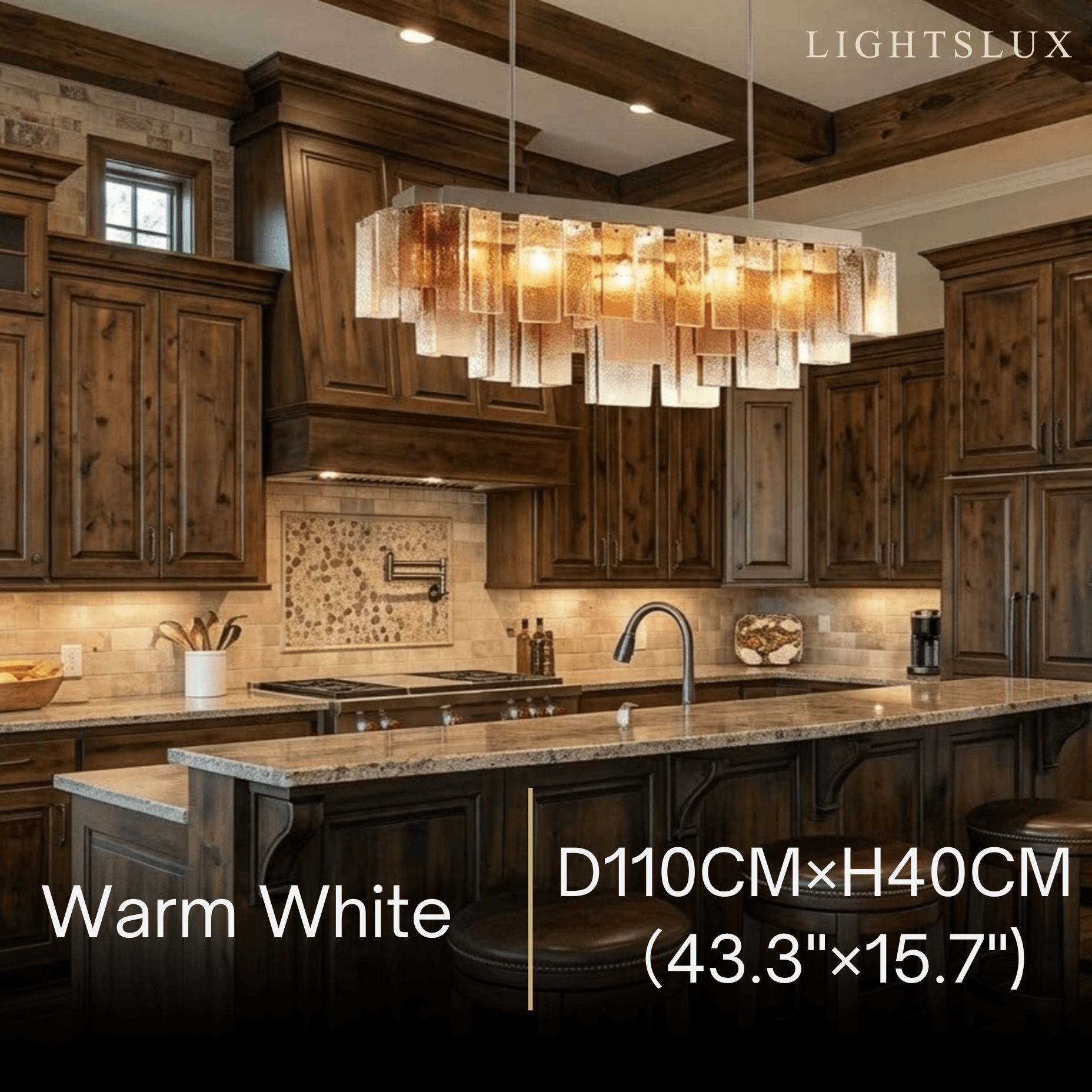 Excelis Luxury Linear Chandelier -- Layered Gradient Brown Glass for Kitchen