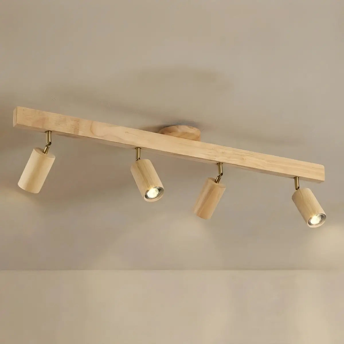 Zenno Modern Wood Track Lighting -- Adjustable Spotlights Walnut/Wood for Kitchen & Bar