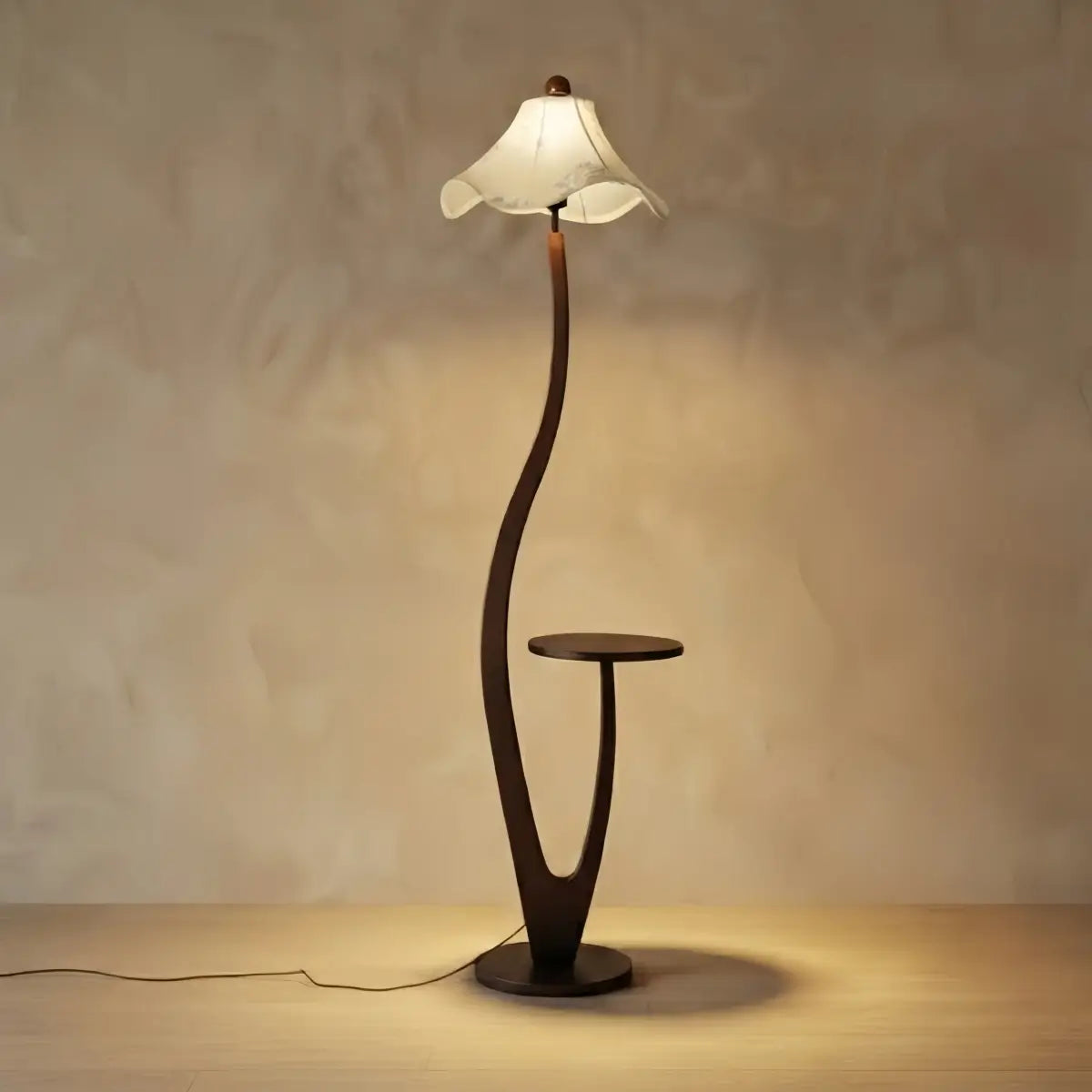 Velora Vintage Floor Lamp -- Fabric/Metal/Wood with Stepless Dimming for Bedroom Living Room